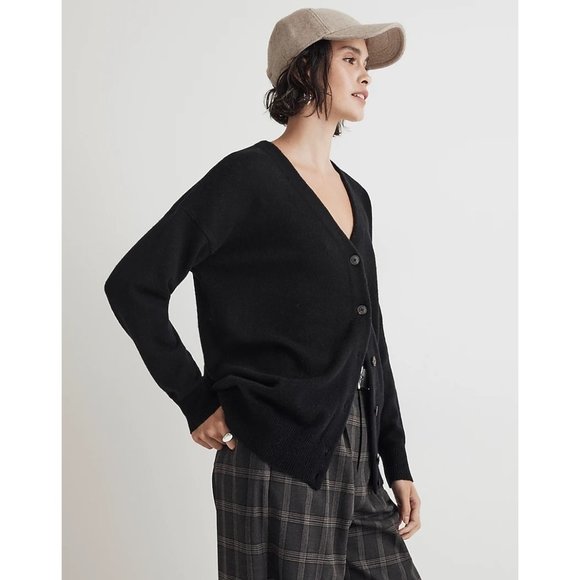 Madewell V-Neck Relaxed Wool Cardigan XXS NWT True Black - Picture 3 of 7